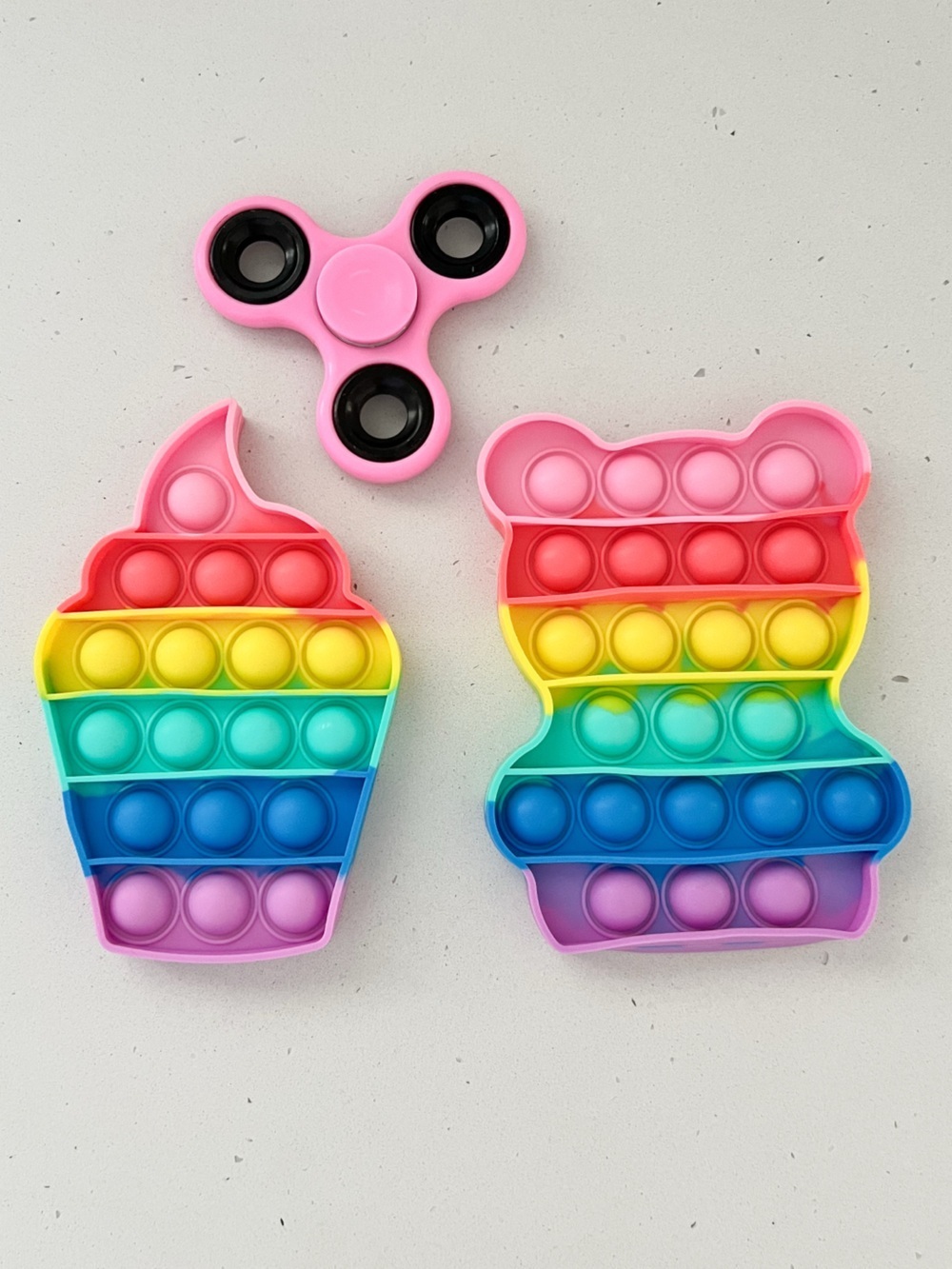 Like New Sensory Fidget Toy Bundle Pop It Cupcake Bear Pink Fidget Spinner ADHD
